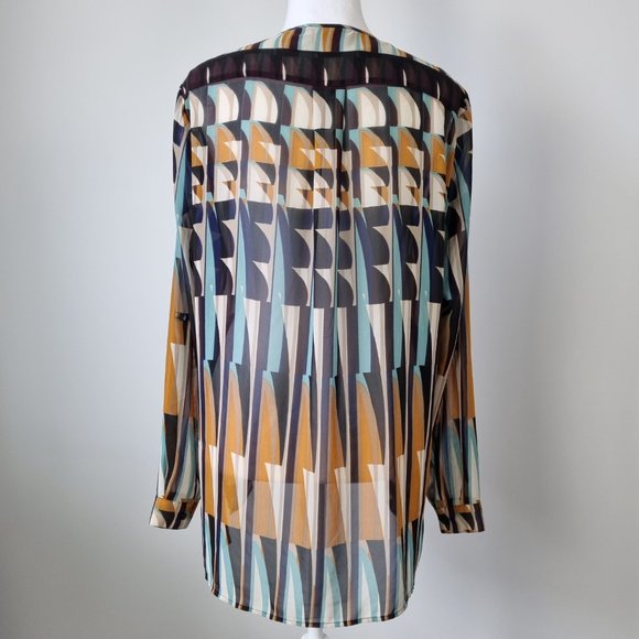 Esprit Women's Sheer Abstract Print Blouse Size M - Picture 3 of 10
